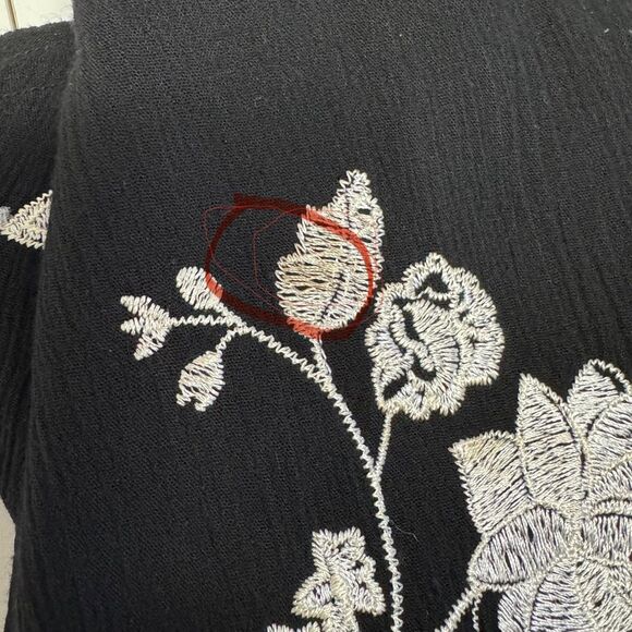 Floral Embroidered Mini Dress Black Tie Front Keyhole‎  V Neck Sleeveless - Picture 7 of 9